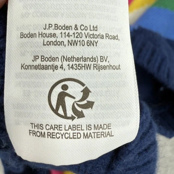 Mini Boden Cape Sweater Girls M Blue Hooded Striped Fringe Rainbow Pony - Picture 11 of 13